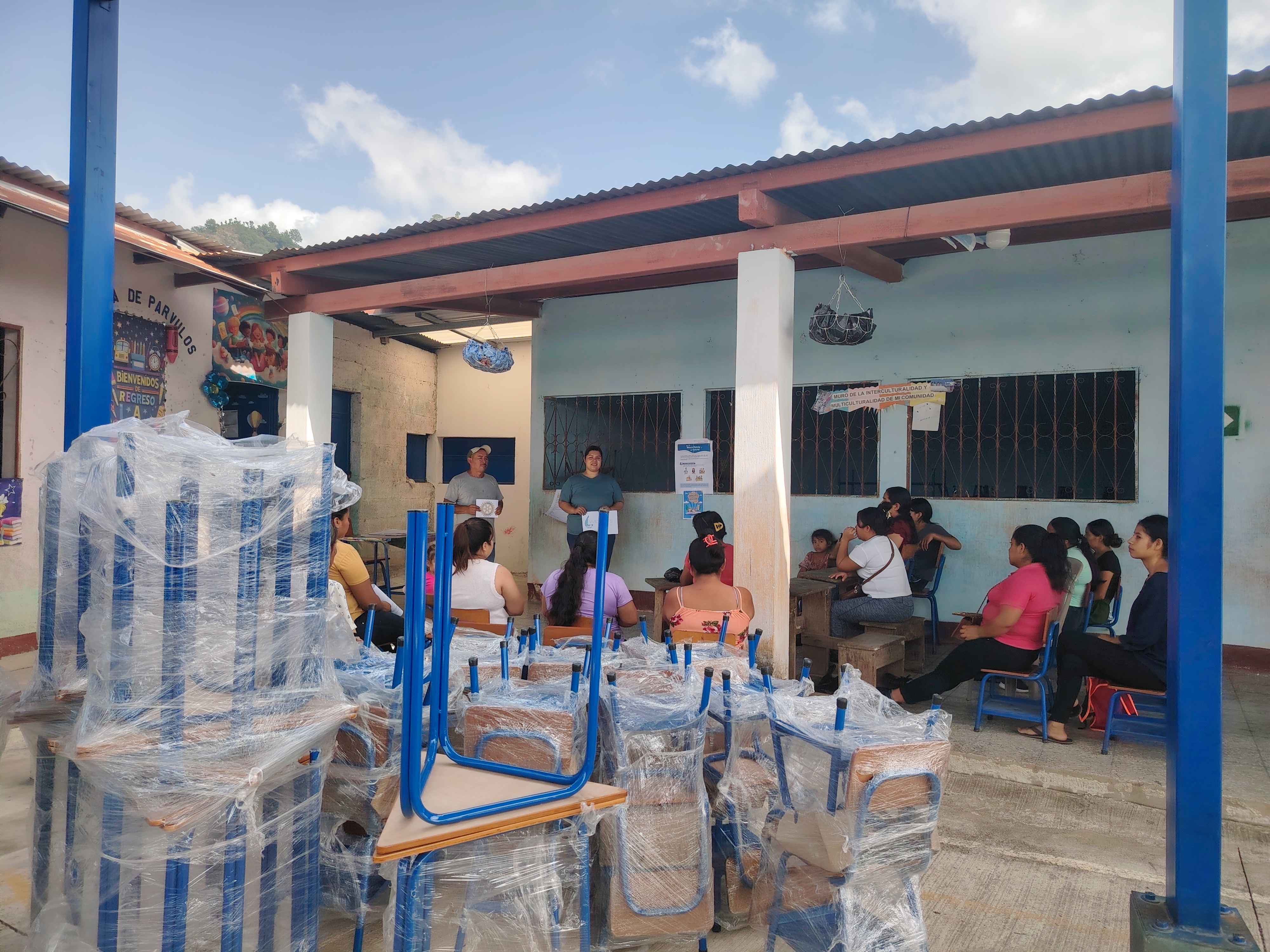 Delivery of desks in Agua Zarca village